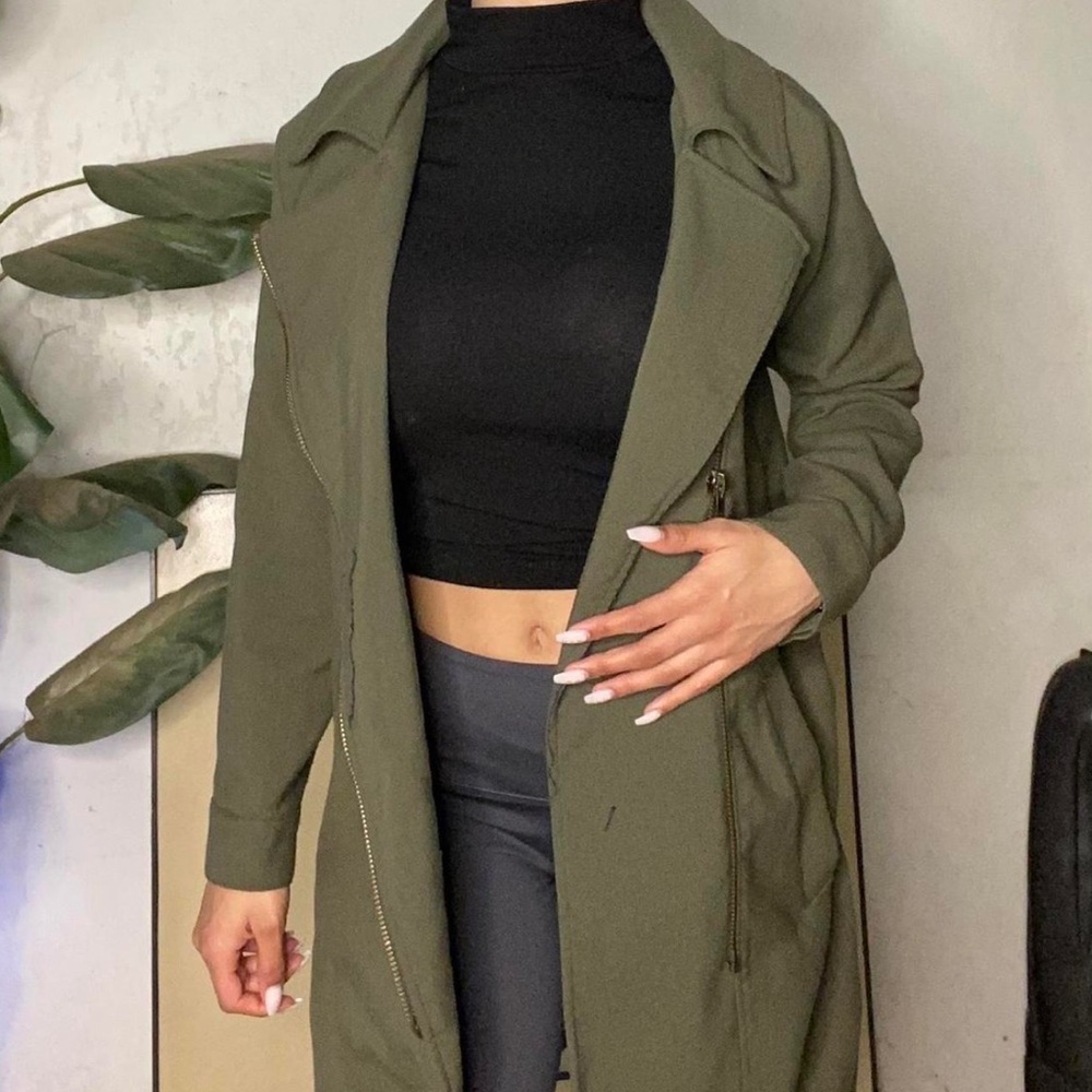DEEP OLIVE TRENCH COAT main image 1